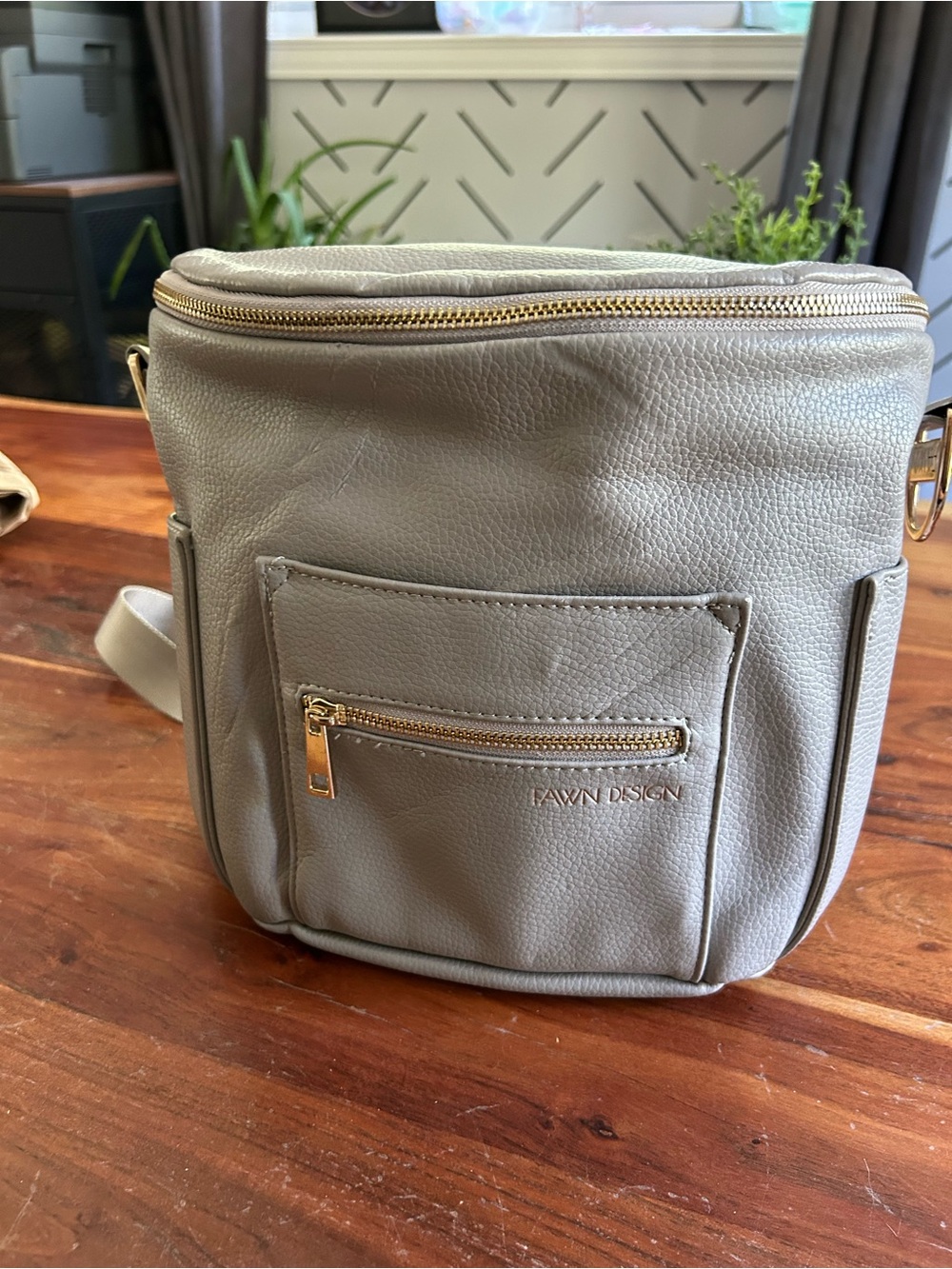 gray vegan leather convertible diaper bag by Fawn Design backpack - Picture 2 of 10